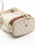 Pre-Loved Ophidia Bucket Bag GG Supreme Coated Canvas Mini with Gold Hardware, Beige / White