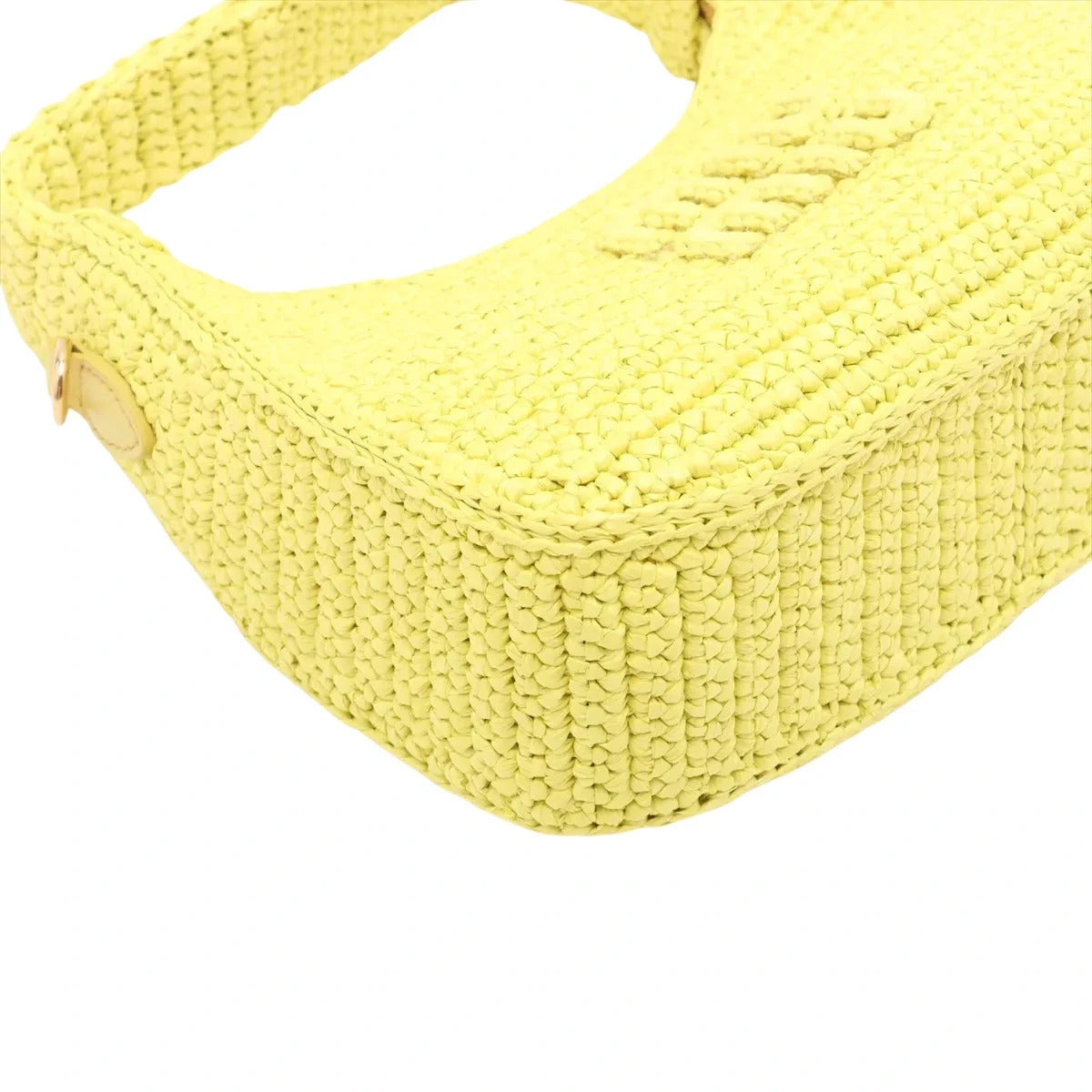 Pre-Loved Wander Hobo Shoulder Bag Raffia Mini with Gold Hardware, Yellow