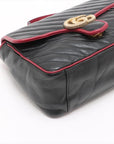 Pre-Loved GG Marmont Top Handle Handbag Quilted Leather Small with Aged Gold Hardware, Black