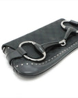 Pre-Loved Horsebit Chain Clutch Clutch Monogram Coated Canvas with Silver Hardware, Black