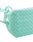 Pre-Loved Andiamo Handbag Intrecciato Leather Mini with Gold Hardware, Mint Green