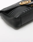 Pre-Loved GG Marmont Shoulder Bag Quilted Leather Medium with Aged Gold Hardware, Black