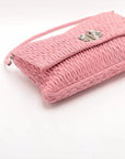 Pre-Loved Matelassé Crystal Cloquè Shoulder Bag Quilted Leather with Silver Hardware, Pink