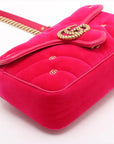 Pre-Loved GG Marmont Shoulder Bag Quilted Velvet Small with Aged Gold Hardware, Pink
