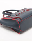 Pre-Loved Luggage Nano Handbag Leather Nano with Silver Hardware, Navy