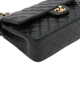 Pre-Loved Classic Double Flap Shoulder Bag Quilted Leather Medium with Gold Hardware, Black