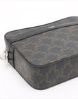Pre-Loved Triomphe Camera Bag Crossbody Bag Triomphe Coated Canvas Medium with Silver Hardware, Black Brown