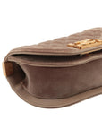 Pre-Loved Boy Round Crossbody Bag Quilted Velvet Small with Aged Gold Hardware, Taupe