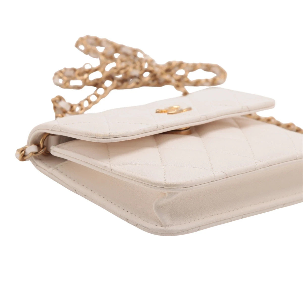 Pre-Loved Quilted Chain Clutch with Chain Crossbody Bag Quilted