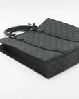 Pre-Loved Sac Plat Tote Monogram Coated Canvas with Silver Hardware, Black