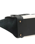 Pre-Loved Luggage Tote Leather Mini with Gold Hardware, Black and White