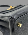 Pre-Loved Kelly Handbag Black Leather with Gold Hardware 28, Black