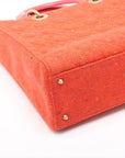Pre-Loved Lady Dior Handbag Cannage Tweed Large with Gold Hardware, Red