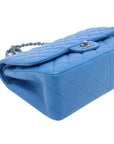 Pre-Loved Classic Double Flap Shoulder Bag Quilted Leather Jumbo with Ruthenium Hardware, Blue