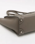 Pre-Loved Luggage Tote Leather Micro with Silver Hardware, Taupe