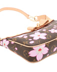 Pre-Loved Pochette Accessoires Cherry Blossom Pochette Monogram Coated Canvas with Gold Hardware, Brown