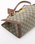 Pre-Loved Padlock Tote Monogram Coated Canvas Small with Gold Hardware, Beige Ebony