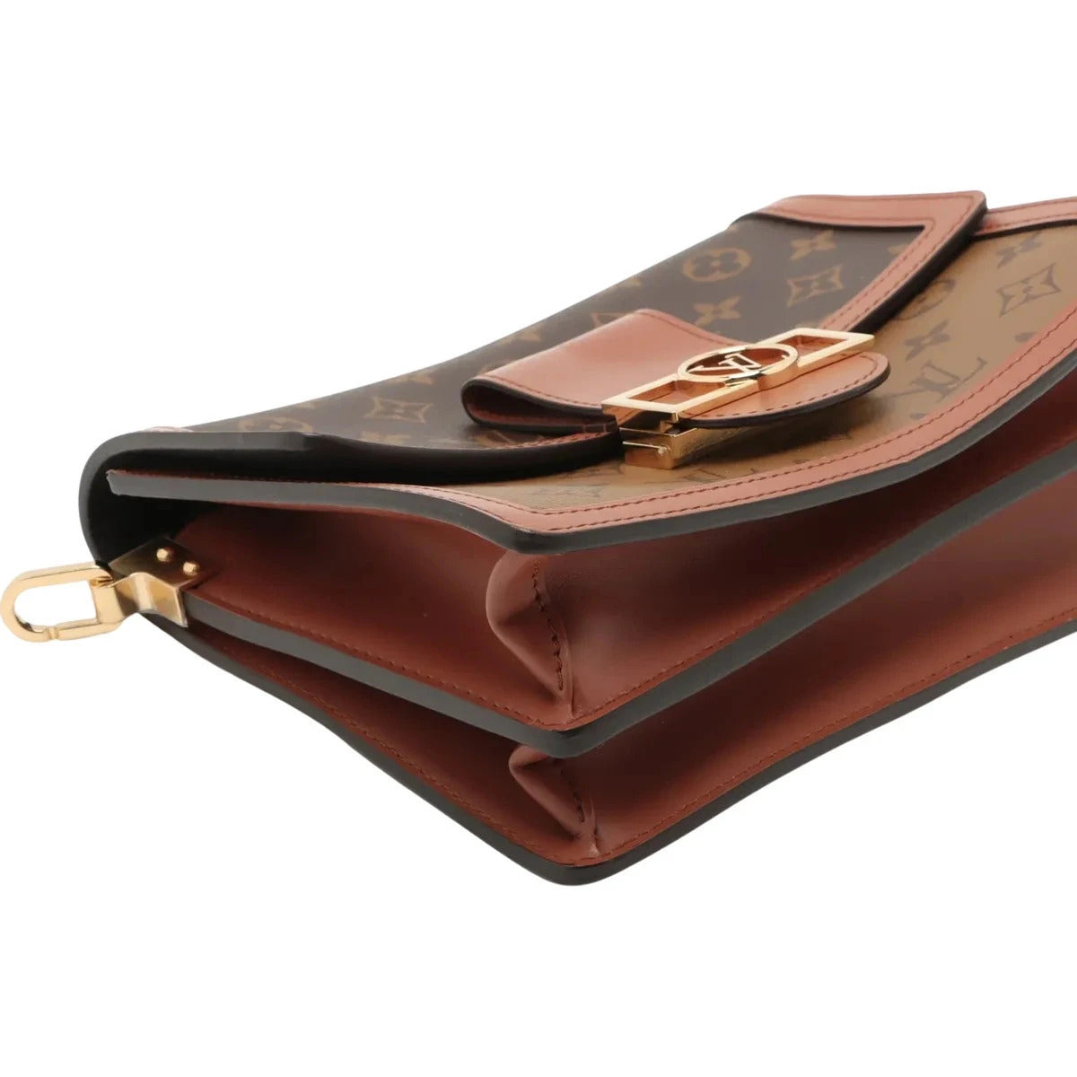 Pre-Loved Dauphine Shoulder Bag Monogram Coated Canvas MM with Gold Hardware, Brown