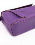 Pre-Loved Puzzle Crossbody Bag Leather Mini with Silver Hardware, Purple