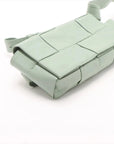 Pre-Loved Cassette Crossbody Bag Intrecciato Leather Mini with Silver Hardware, Sage Green