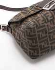 Pre-Loved Mamma Baguette Shoulder Bag Zucca Coated Canvas with Silver Hardware, Brown/Tobacco