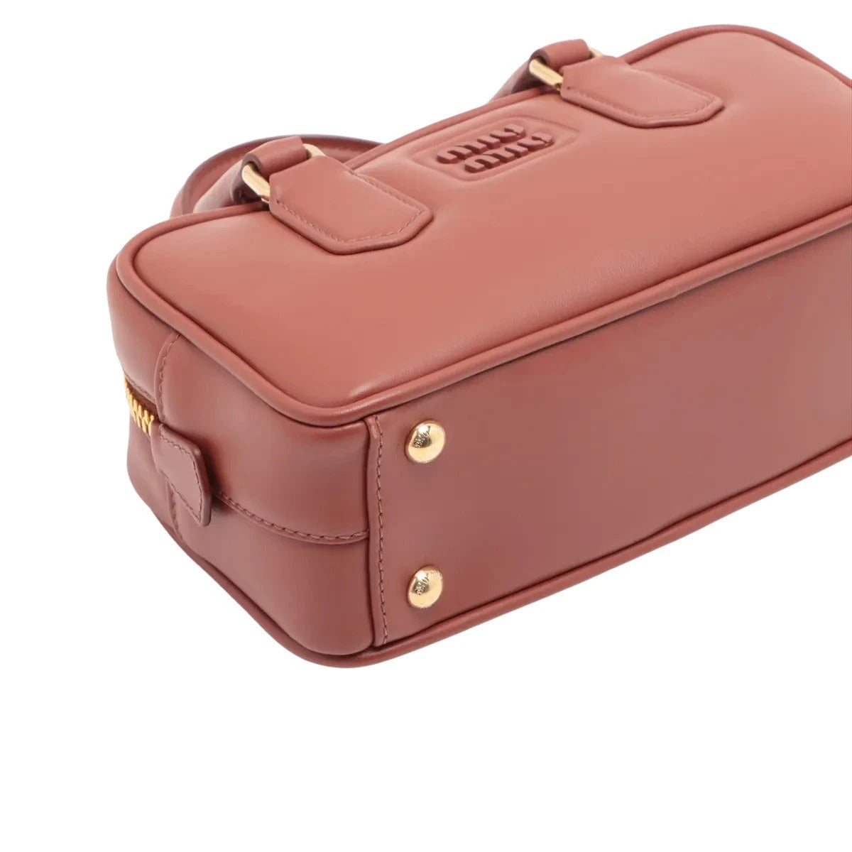 Pre-Loved Bowling Bag Handbag Leather Mini with Gold Hardware, Rust
