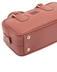 Pre-Loved Bowling Bag Handbag Leather Mini with Gold Hardware, Rust