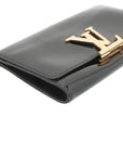 Pre-Loved Louise Clutch Patent Leather with Gold Hardware, Black