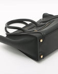 Pre-Loved Luggage Tote Leather Micro with Gold Hardware, Black