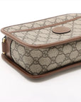 Pre-Loved GG Retro Interlocking G Camera Bag Crossbody Bag GG Supreme Coated Canvas Mini with Gold Hardware, Beige and Ebony