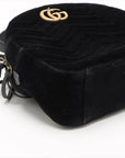 Pre-Loved GG Marmont Backpack Quilted Velvet Mini with Aged Gold Hardware, Black