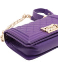 Pre-Loved Boy Shoulder Bag Quilted Leather Old Medium with Gold Hardware, Purple