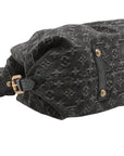 Pre-Loved Neo Cabby Handbag Monogram Denim MM with Aged Gold Hardware, Black