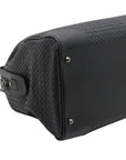 Pre-Loved Intrecciato Boston Duffle Duffle Bag Intrecciato Leather Large with Aged Silver Hardware, Black