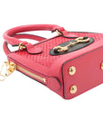 Pre-Loved Horsebit 1955 Handbag Woven Raffia Mini with Gold Hardware, Pink