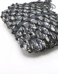 Pre-Loved Oblique Net Tote Tote Oblique Coated Canvas with Gold Hardware, Navy Blue and Beige