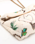 Pre-Loved Loulou Puffer Shoulder Bag Quilted Velvet Small with Aged Gold Hardware, Ivory Multicolor