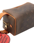 Pre-Loved Dopp Kit Pochette Monogram Coated Canvas with Gold Hardware, Brown