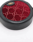 Pre-Loved Ophidia Round Mini Crossbody Bag Monogram Velvet Mini with Aged Gold Hardware, Red and Black