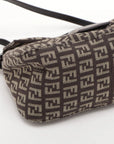 Pre-Loved Mamma Baguette Shoulder Bag Zucchino Coated Canvas with Silver Hardware, Brown
