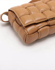 Pre-Loved Padded Cassette Crossbody Bag Intrecciato Leather Small with Gold Hardware, Tan