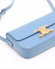 Pre-Loved Triomphe Shoulder Bag Leather Small with Gold Hardware, Light Blue