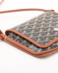 Pre-Loved Plumet Crossbody Bag Goyardine Chevron Coated Canvas with Silver Hardware, Black and Tan
