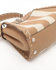 Pre-Loved Peekaboo Handbag Striped Canvas Mini with Silver Hardware, Brown and Beige