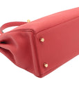 Pre-Loved Kelly Retourne Handbag Leather 32 with Gold Hardware, Red
