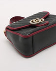Pre-Loved GG Marmont Top Handle Handbag Quilted Leather Mini with Gold Hardware, Black