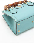 Pre-Loved Diana Bamboo Tote Leather Mini with Gold Hardware, Light Blue