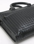 Pre-Loved Intrecciato Business Bag Briefcase Intrecciato Leather with Gunmetal Hardware, Black