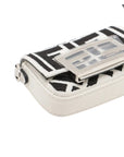 Pre-Loved Baguette Crossbody Bag Monogram Canvas Nano with Silver Hardware, White and Black