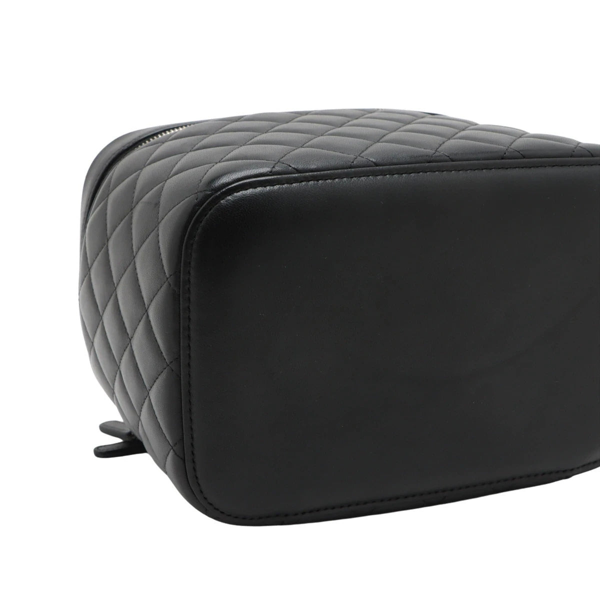 Pre-Loved Vanity Case Handbag Quilted Leather with Gold Hardware, Black